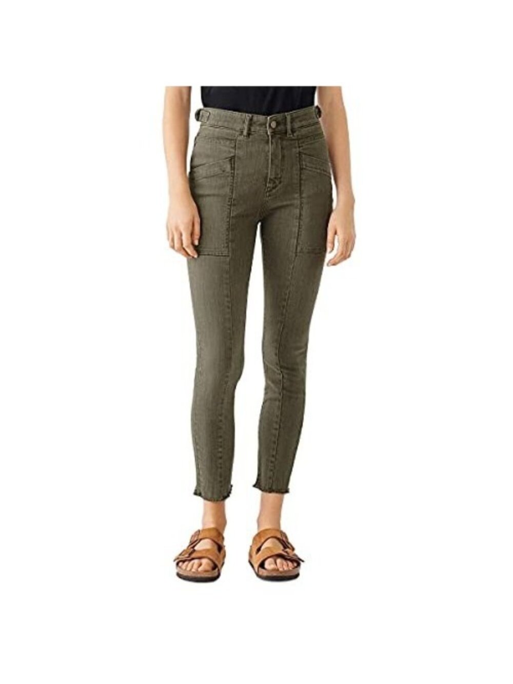 DL1961 Women's Farrow Skinny Cropped Slim Ankle Jeans Olive Green Size 26 $209